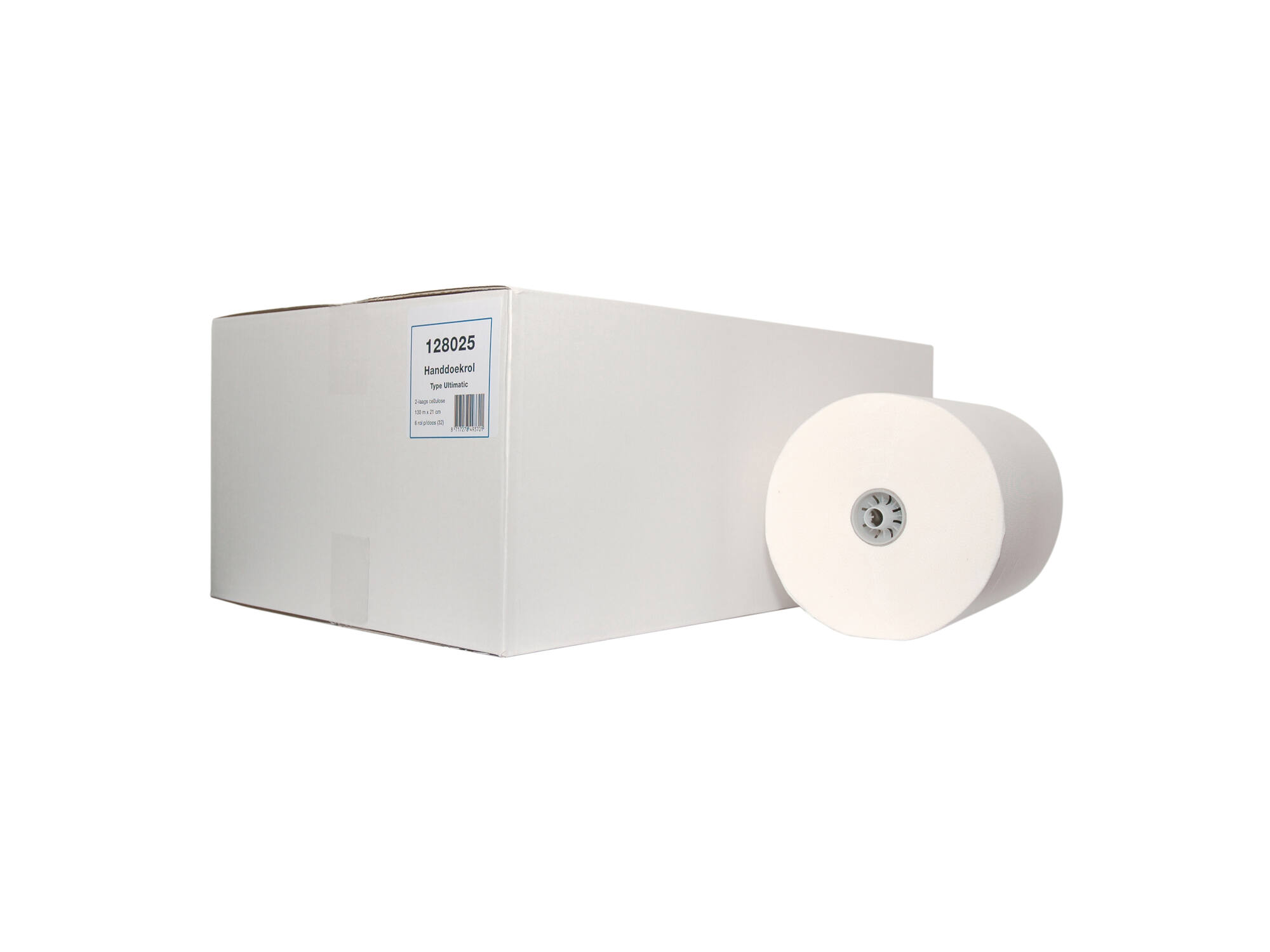 Handdoekrol cellulose wit 2-laags 130 meter 6 rol