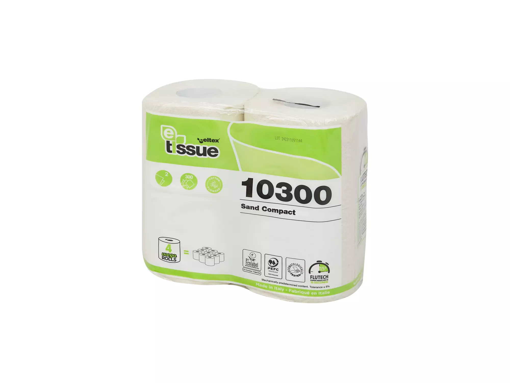 Toiletpapier traditioneel E-tissue naturel 2-laags 300 vel 10 x 4 rol