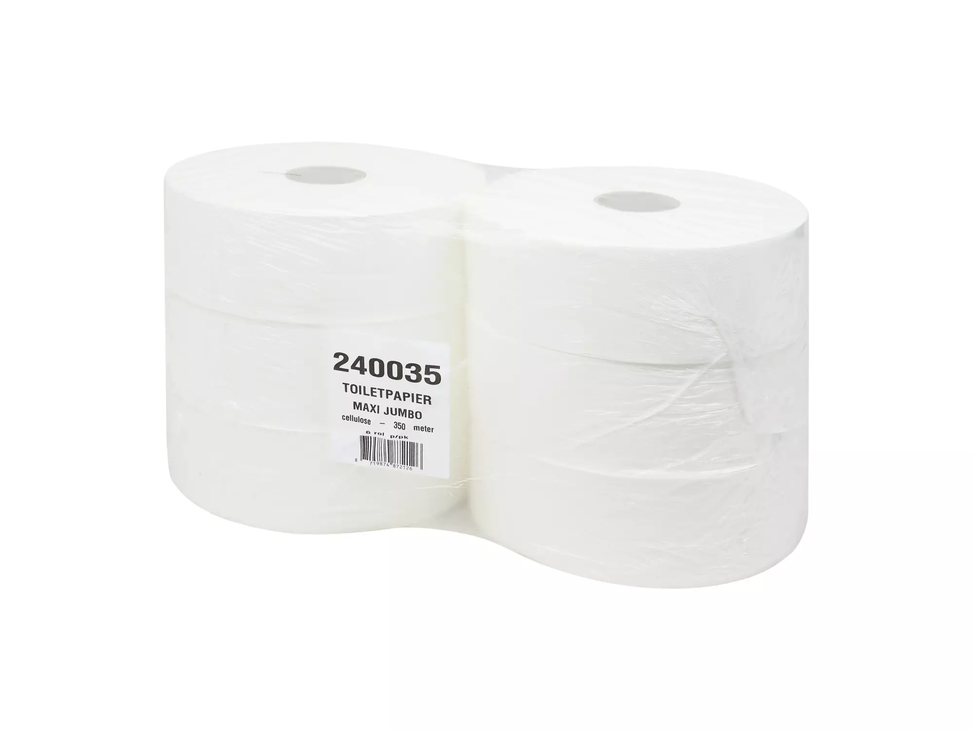 Toiletpapier maxi jumbo cellulose wit 2-laags 350 meter 6 rol