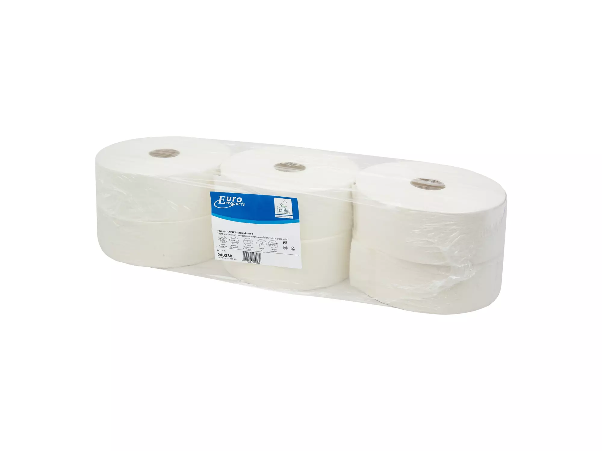 Toiletpapier maxi jumbo recycled wit 2-laags 380 meter 6 rol