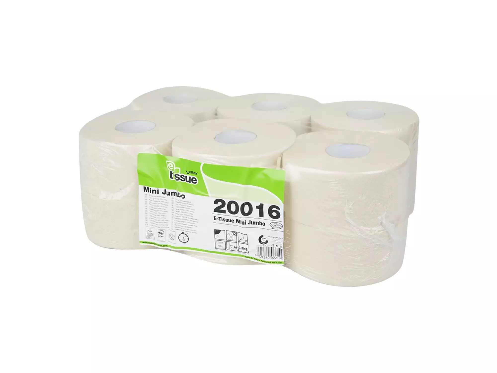 Toiletpapier mini jumbo E-Tissue naturel 2-laags 150 meter 12 rol