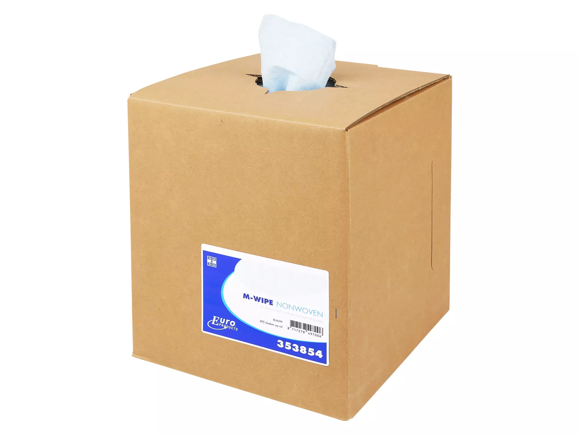 M-wipes blauw 38 x 30 cm 390 doek in dispenserdoos