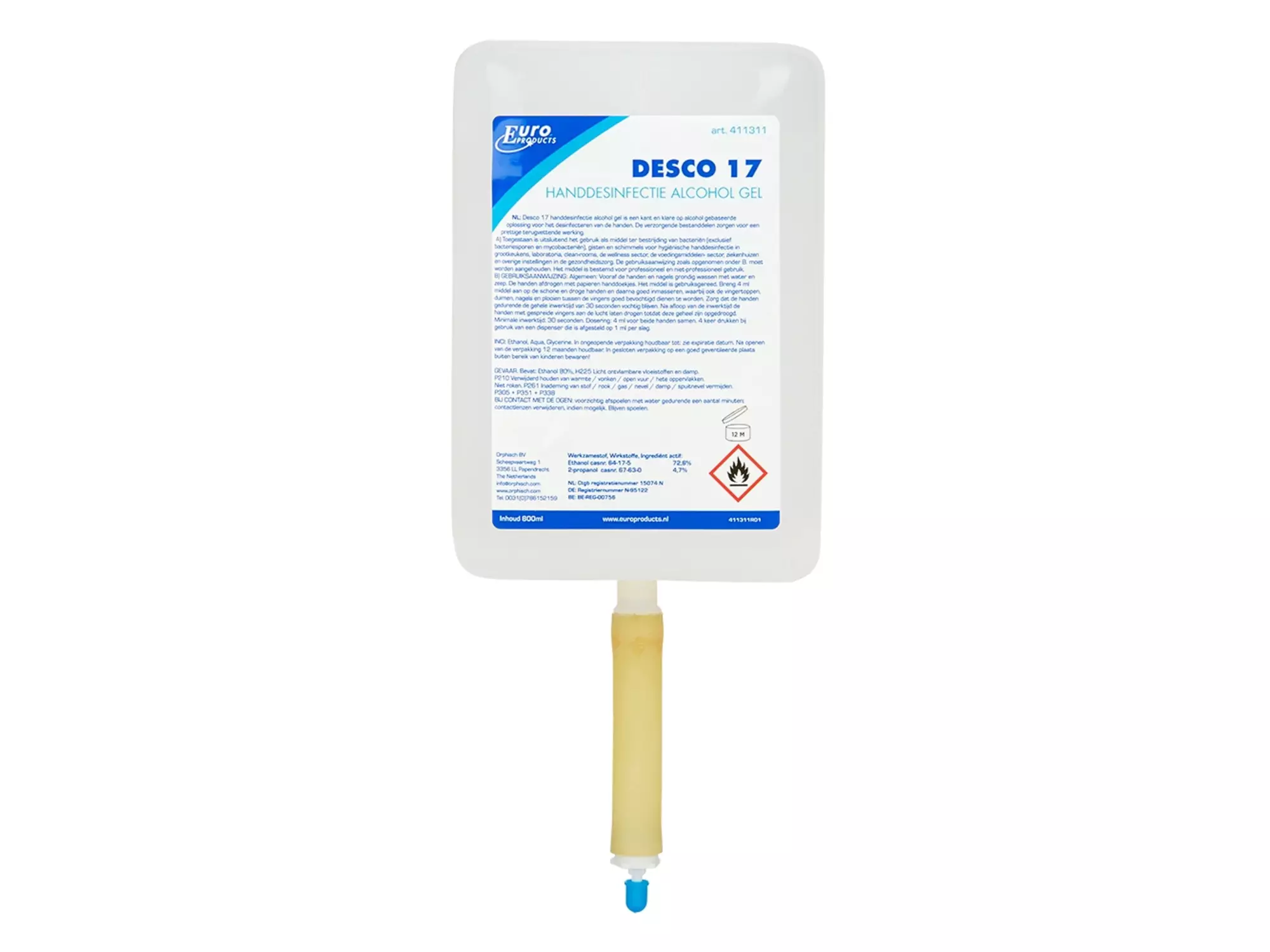Desco Handsanitizer gel 800 ml - Euro Products artikel 411311