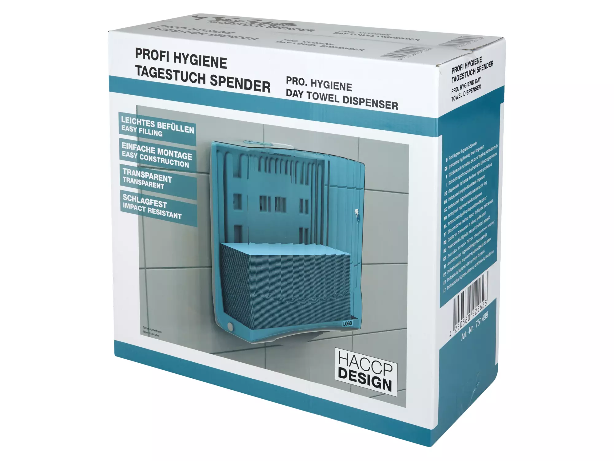 Non-woven dispenser Euro pack blauw transparant interfold