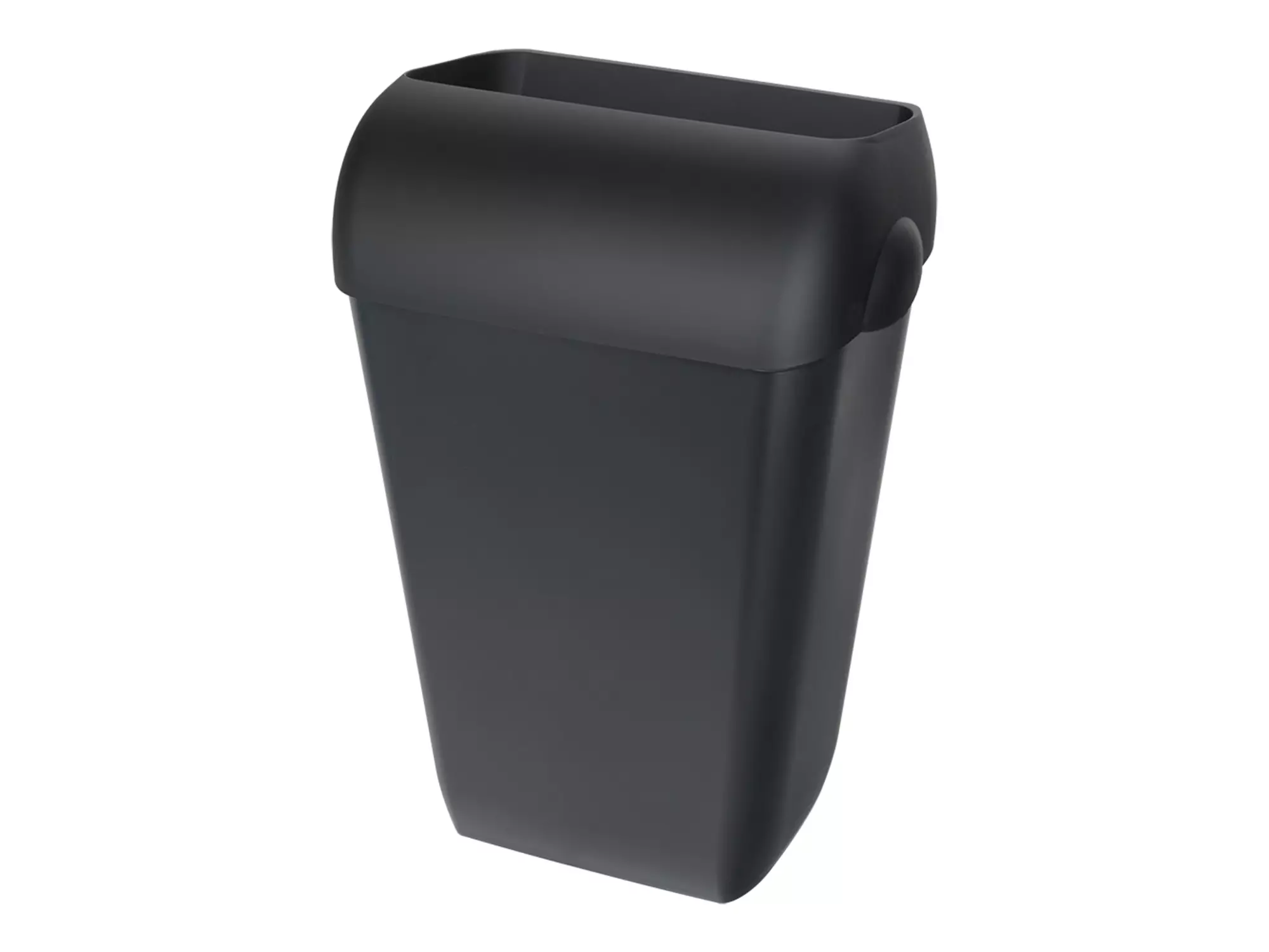 Afvalbak 23 liter Quartz zwart met open inworpklep en muurbevestiging