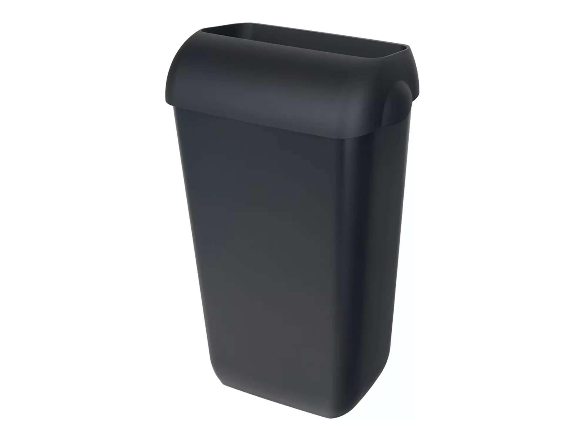 Afvalbak 43 liter QuartzLine zwart met open inworpklep en muurbevestiging