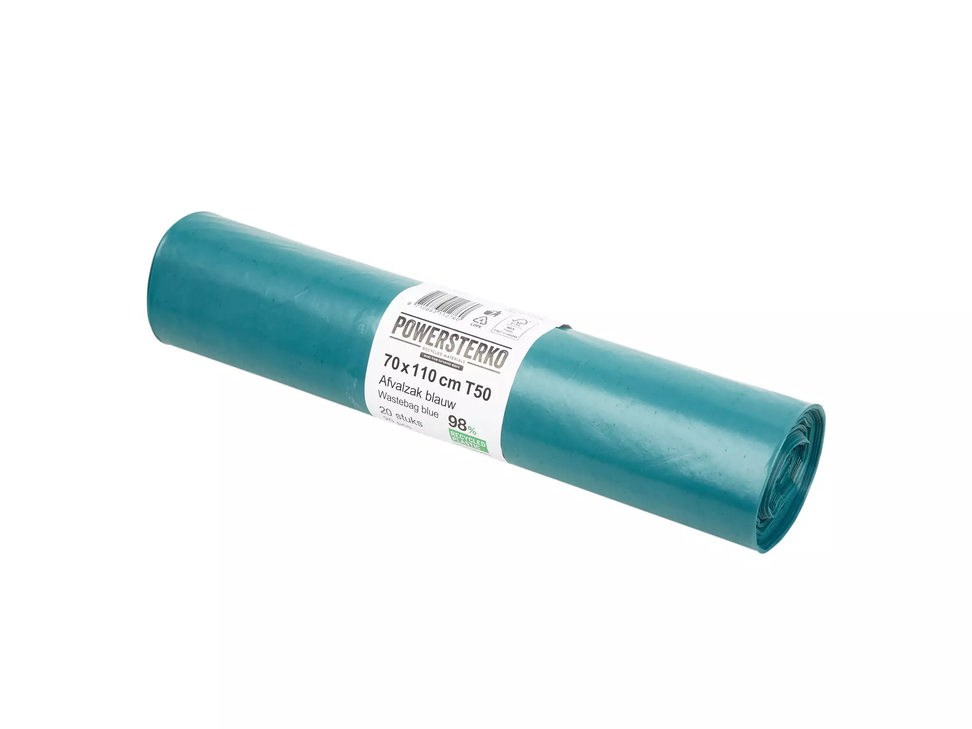 Afvalzak 70 x 110 cm T50 LDPE blauw 10 rol x 25 stuks