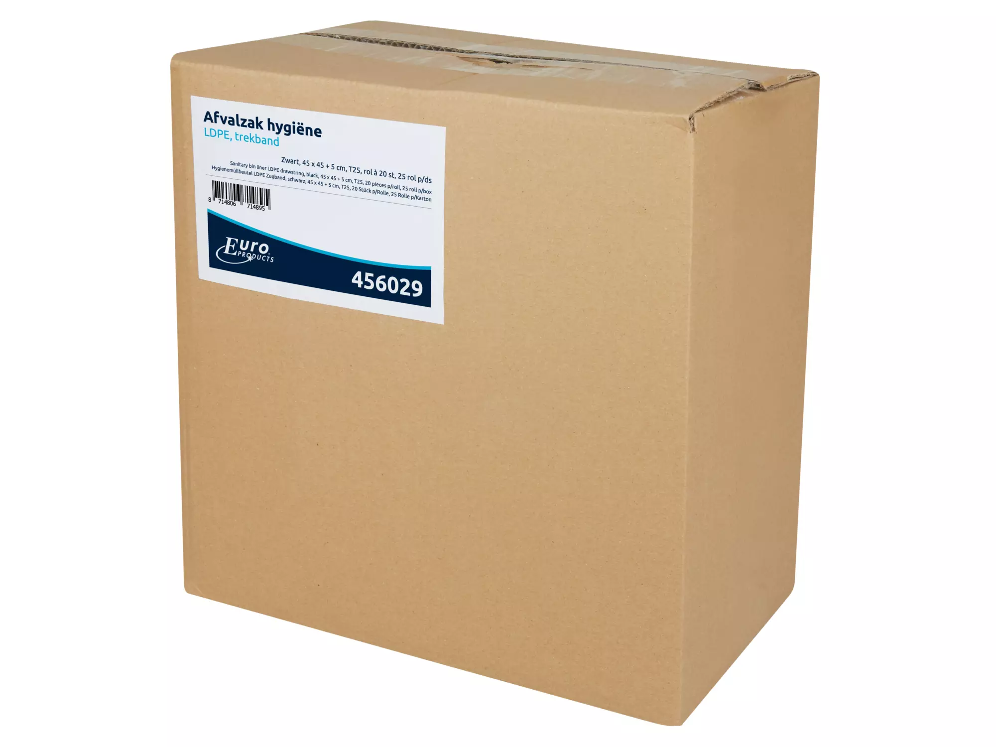 Afvalzak hygiëne LDPE trekband zwart 45 x 45 + 5 cm T25 25 rol x 20 stuks