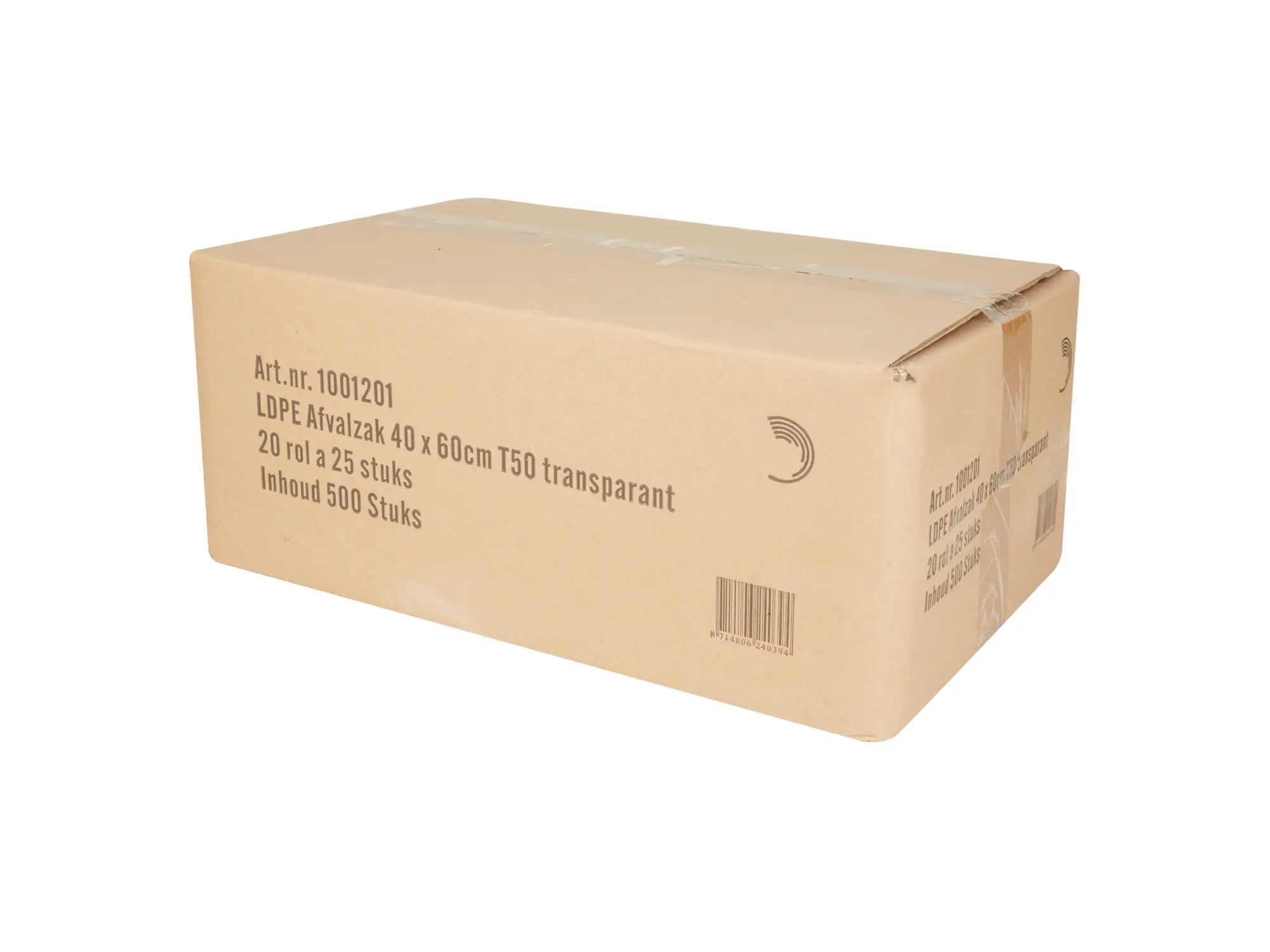 Afvalzak LDPE transparant 40 x 60 cm T50 20 rol x 25 stuks