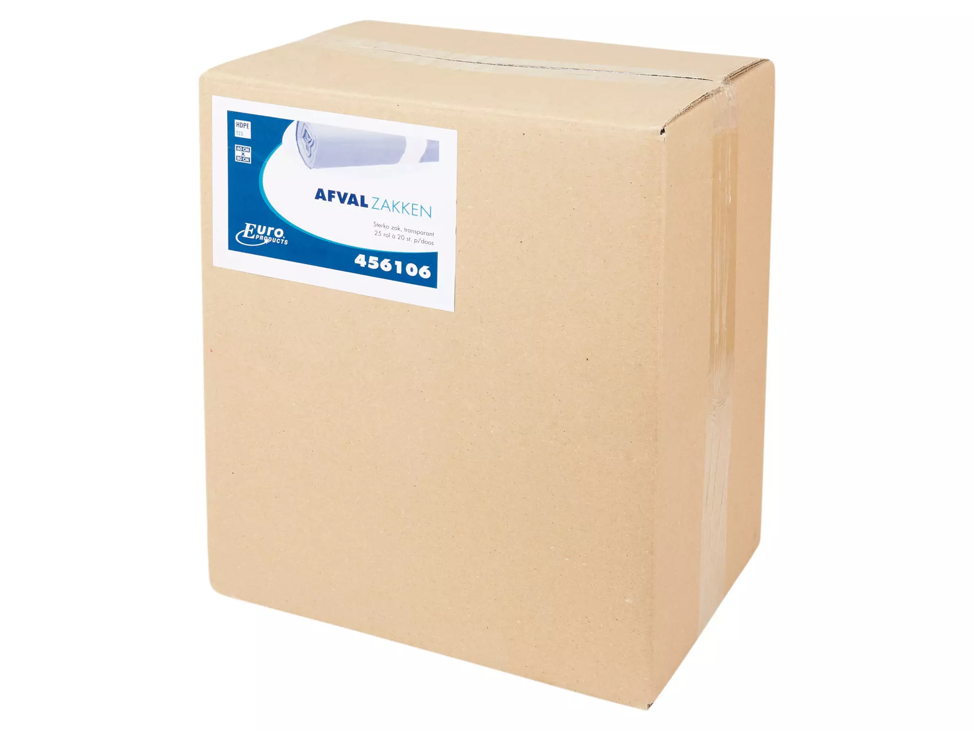 Afvalzak 61 x 80 cm T23 HDPE transparant 25 rol x 20 stuks