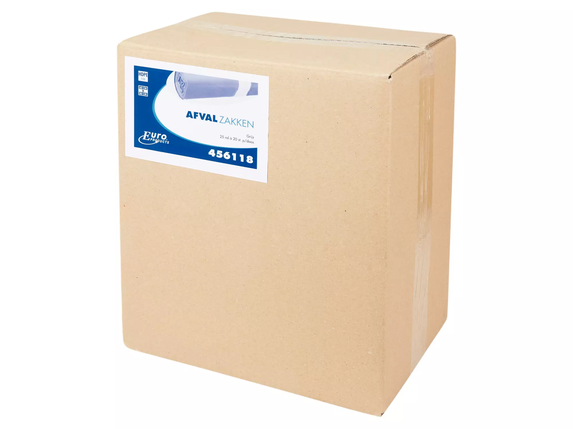 Afvalzak 61 x 80 cm T20 HDPE Grijs 25 rol x 20 stuks