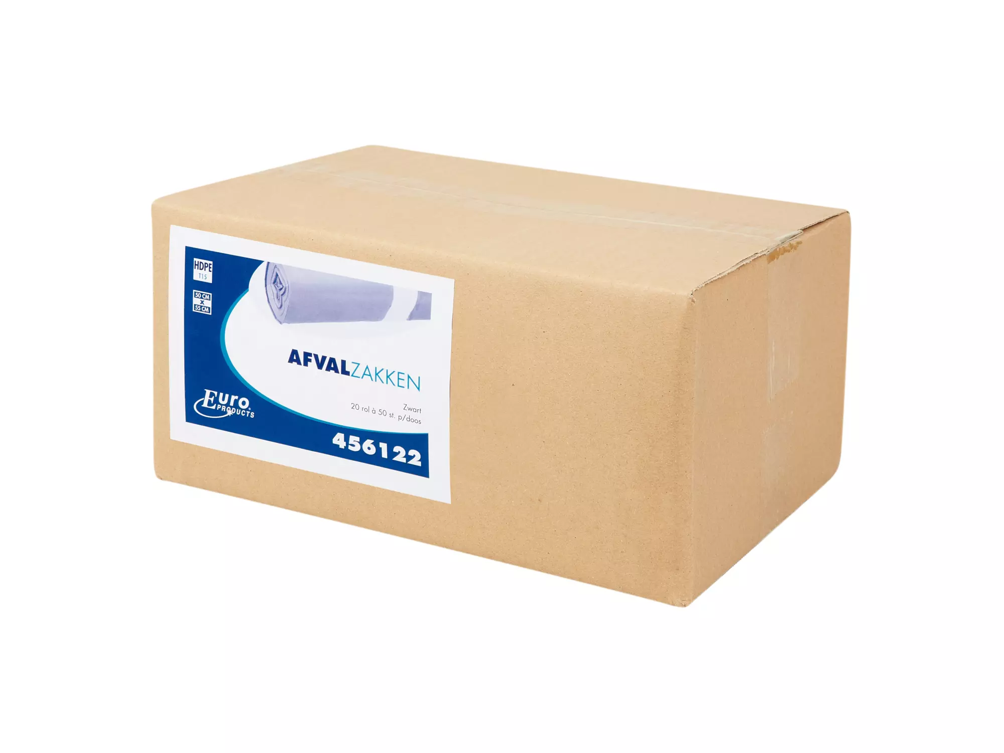 Afvalzak 50 x 55 cm T15 HDPE zwart 20 rol x 50 stuks