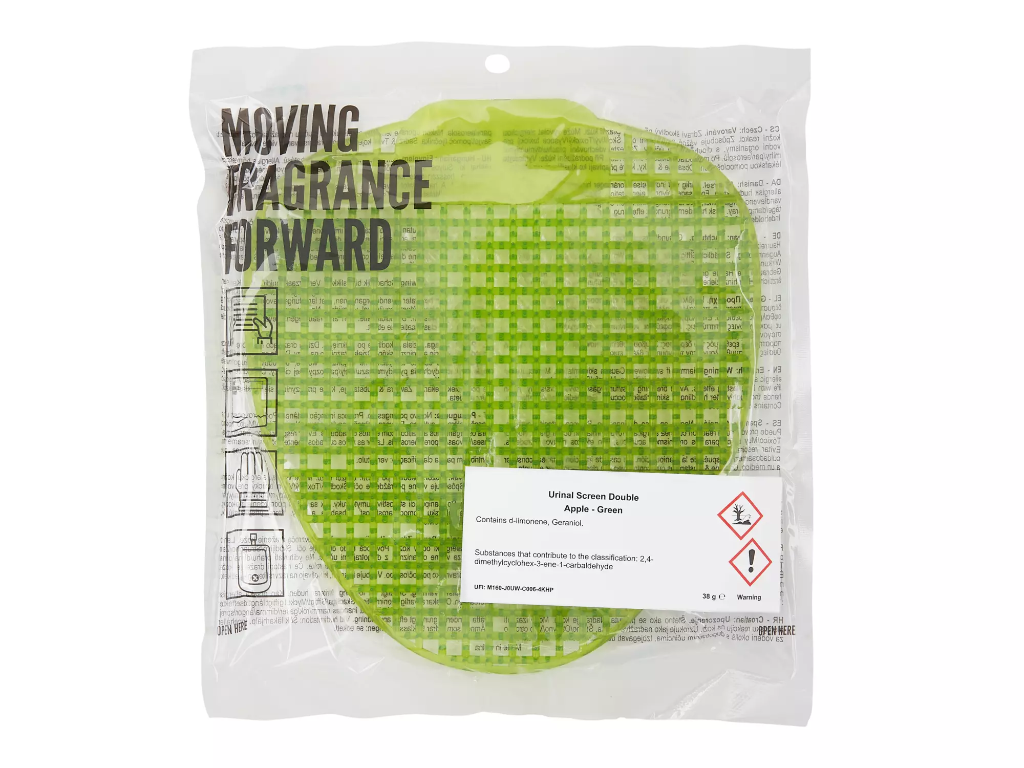 Urinoirmatjes apple/groen met anti-sparthaartjes