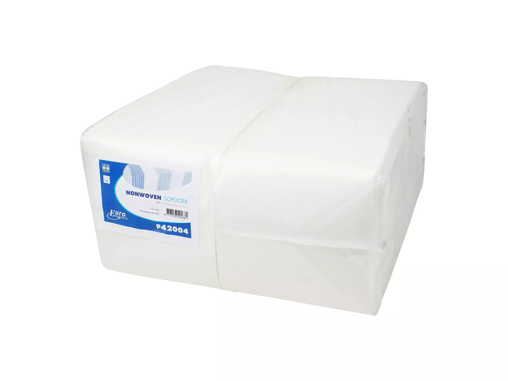 Sopdoek wit A-kwaliteit 1/4 vouw 38 x 40 cm 200 doeken per pak