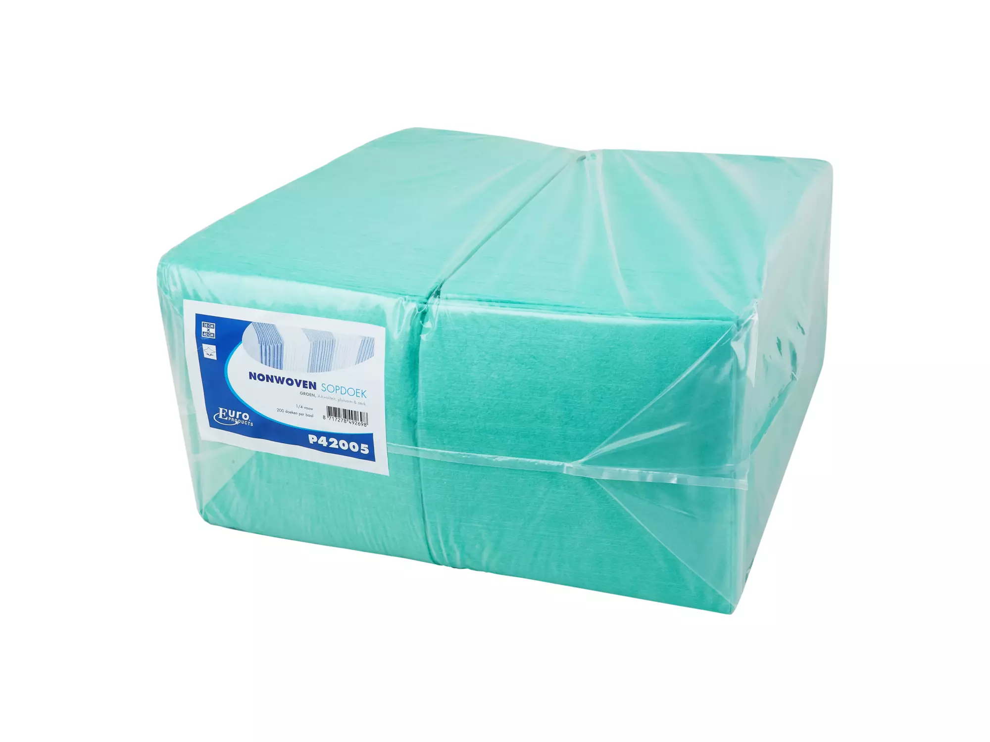 Sopdoek groen A-kwaliteit 1/4 vouw 38 x 40 cm 200 doeken per pak