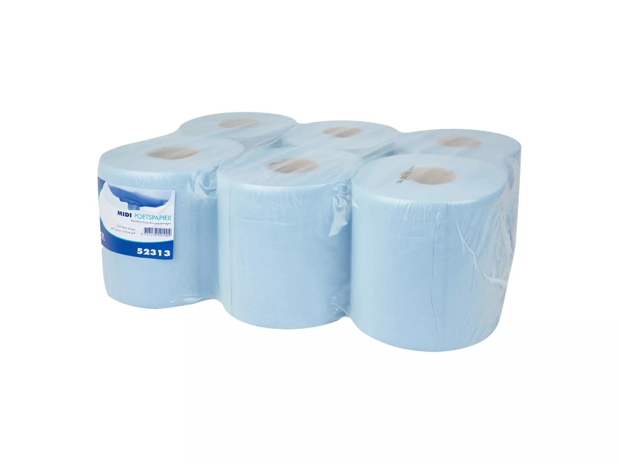 Midi poetspapier recycled blauw 2-laags 150 meter 6 rol