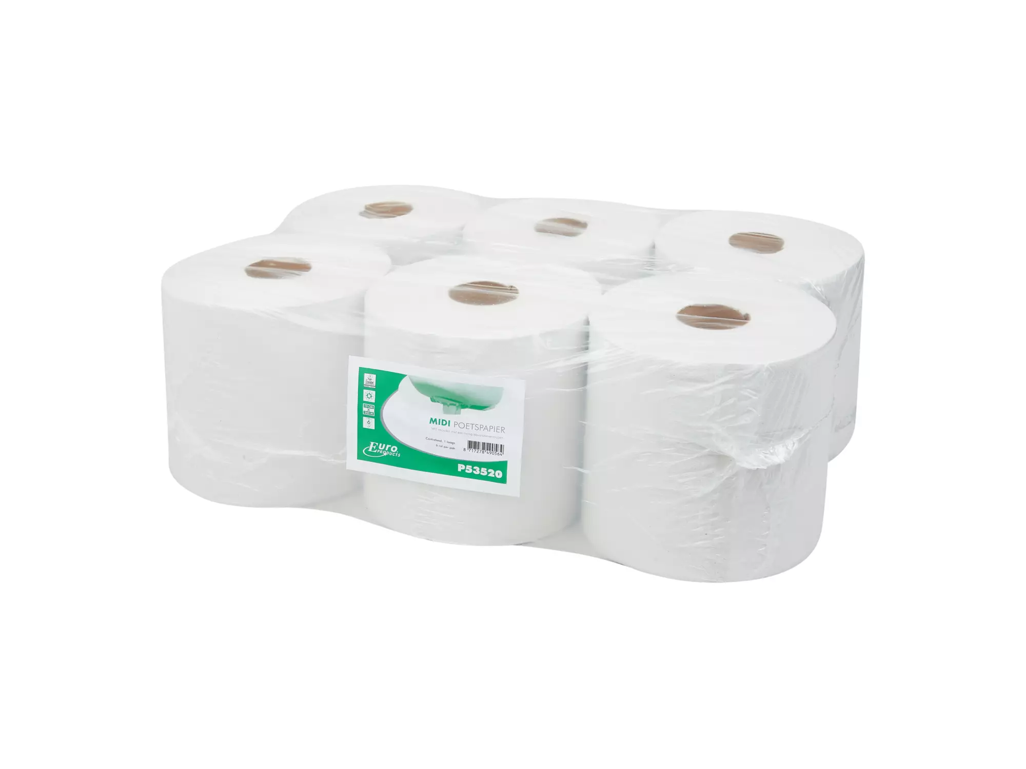 Midi poetspapier recycled 1-laags 300 meter 6 rol