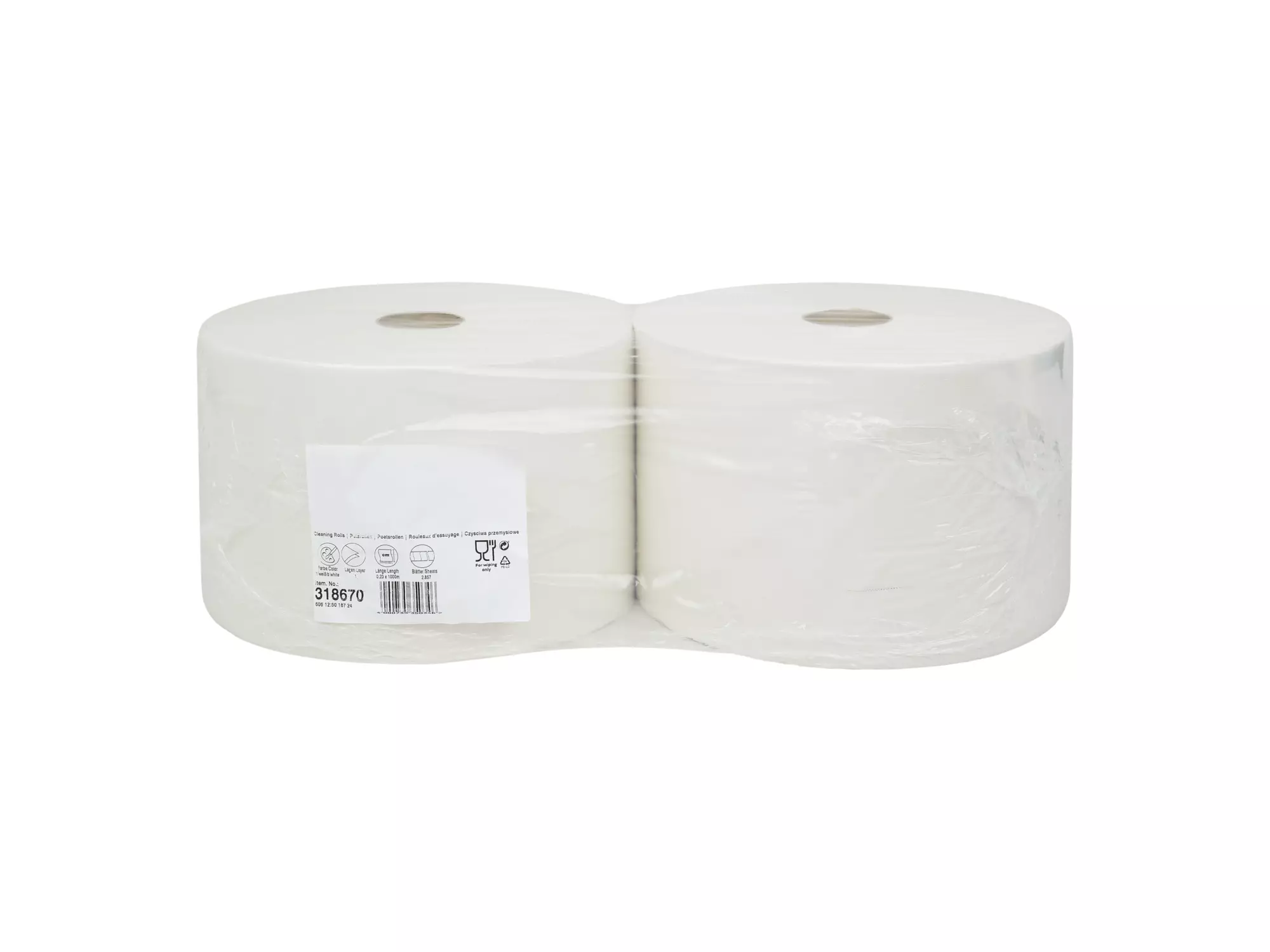Industriepapier recycled 1-laags 1000 meter 2 rol
