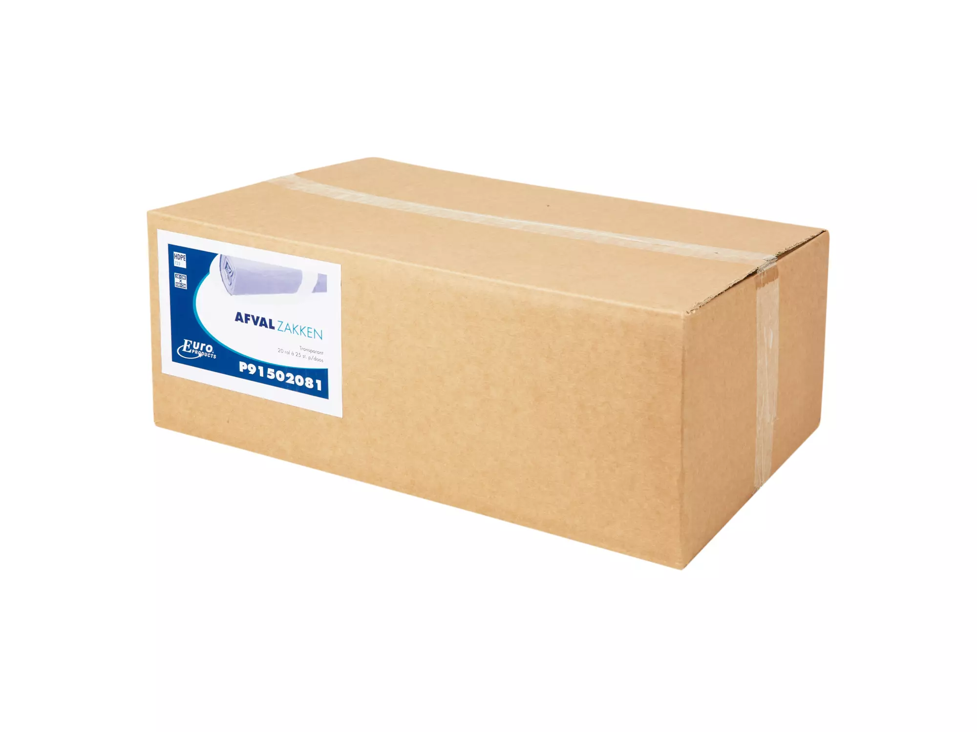Afvalzak HDPE 58 x 100 cm transparant T23 25 rol x 20 stuks