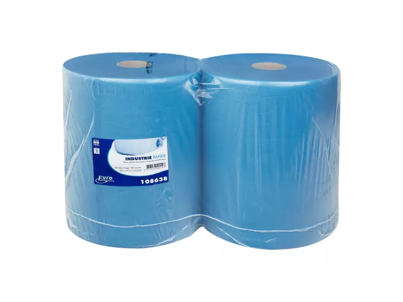 Industriepapier recycled blauw 2-laags 380 meter 2 rol