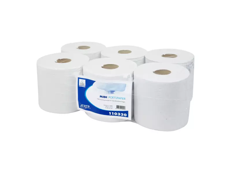 Midi poetspapier recycled 1-laags 300 meter 6 rol