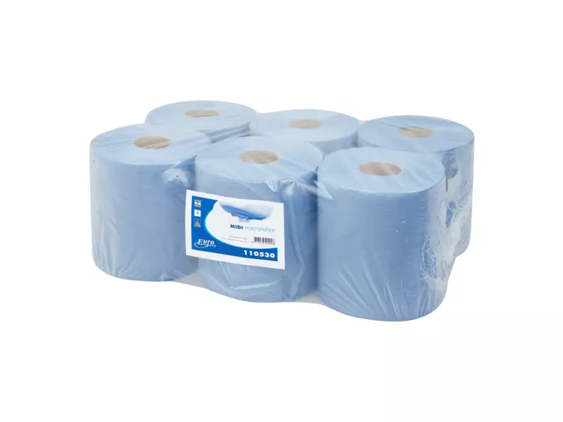 Midi poetspapier cellulose blauw 1-laags 300 meter 6 rol