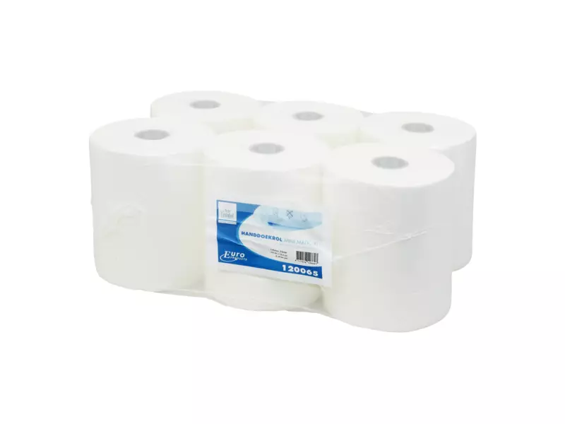 Handdoekrol mini matic cellulose wit 2-laags 165 meter 6 rol