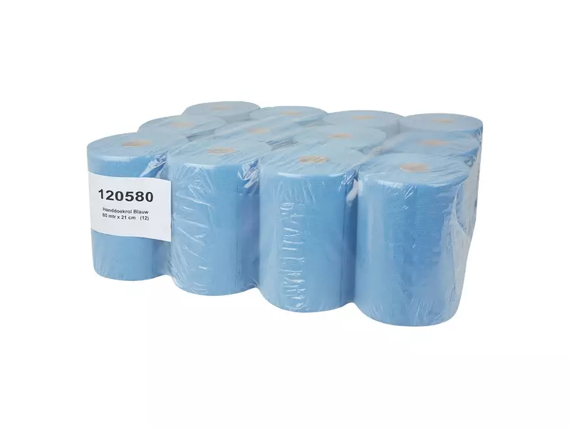 Handdoekrol cellulose blauw 3-laags 80 meter 12 rol