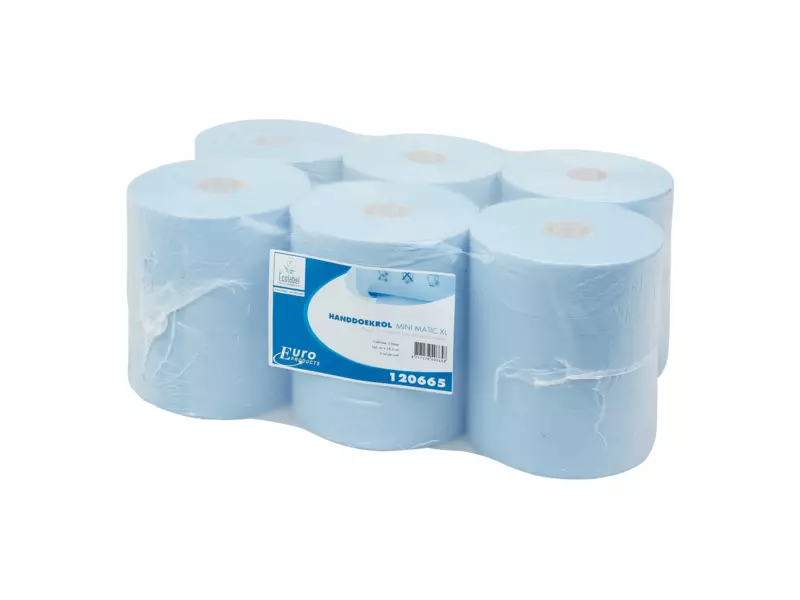 Handdoekrol mini matic cellulose blauw 2-laags 165 meter 6 rol