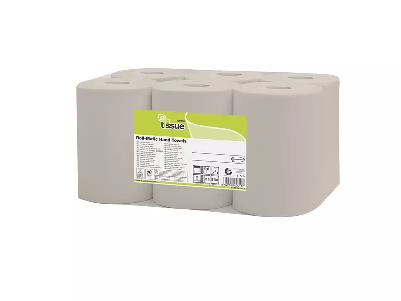 Handdoekrol E-tissue recycled naturel 2-laags 130 meter 6 rol