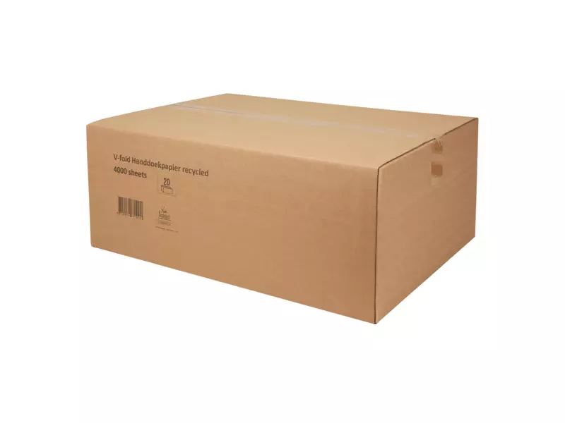Handdoekpapier v-fold recycled wit 2-laags 22 x 22.5 cm 20 x 200 sheets