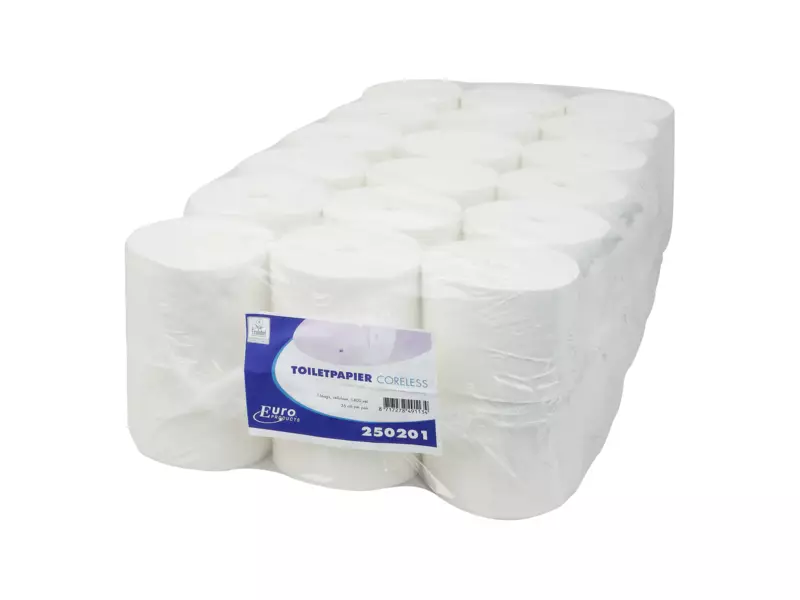 Toiletpapier zonder koker recycled wit 1-laags 1400 vel 36 rol