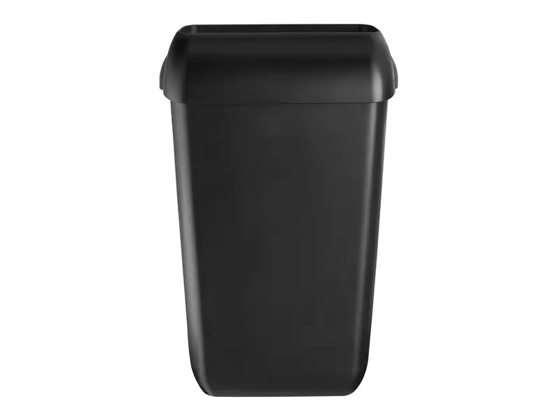 Afvalbak 43 liter QuartzLine zwart met open inworpklep en muurbevestiging
