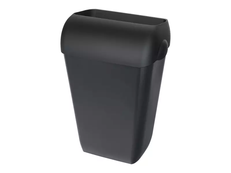 Afvalbak 23 liter Quartz zwart met open inworpklep en muurbevestiging