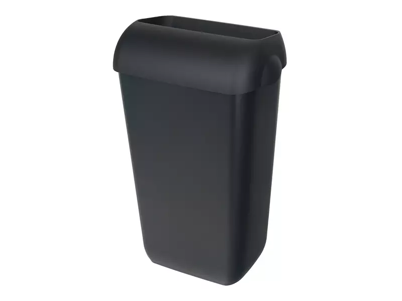 Afvalbak 43 liter QuartzLine zwart met open inworpklep en muurbevestiging