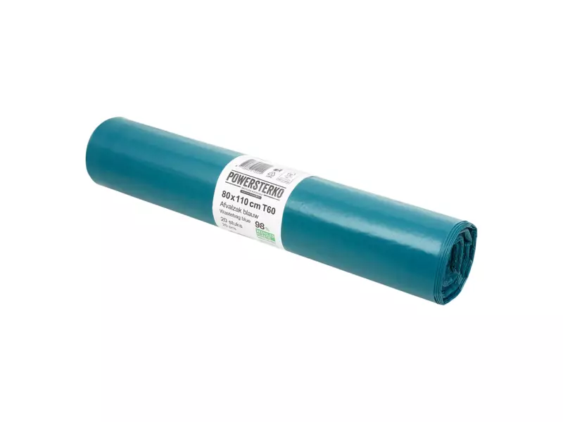 Afvalzak 80 x 110 cm T60 LDPE blauw 10 rol x 20 stuks
