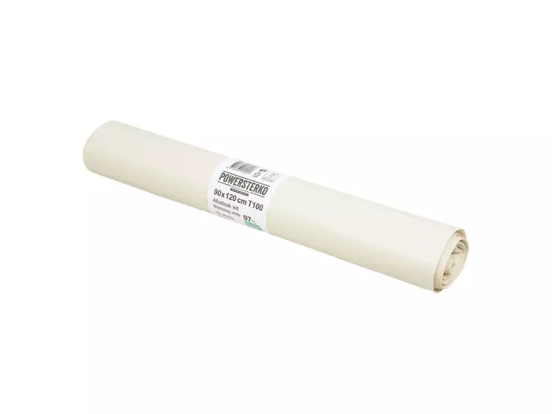 Afvalzak 90 x 120 cm T100 LDPE wit 10 rol x 10 stuks