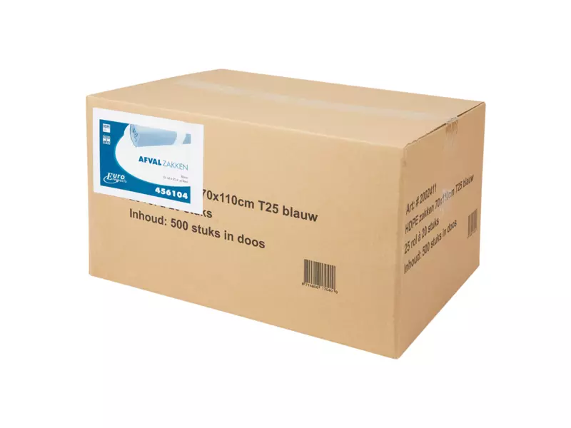 Afvalzak 70 x 110 cm HDPE Blauw T25 25 rol x 20 stuks