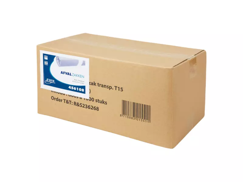 Afvalzak 63 x 70 cm T15 HDPE transparant 20 rol x 50 stuks