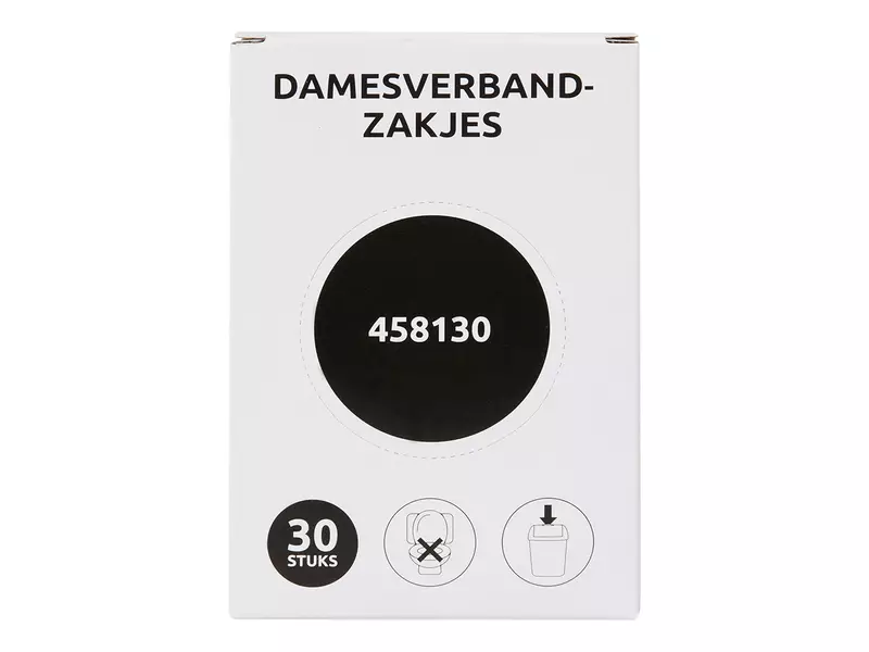 Damesverbandzak 27,5 x 8,4 cm HDPE wit 50 x 30 stuks