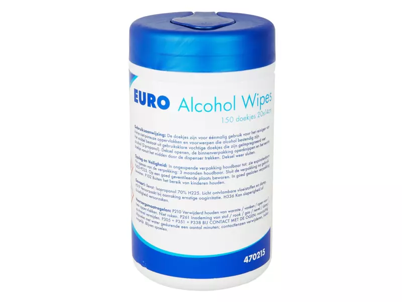 Alcohol wipes wit 20 x 14 cm 6 x 150 doeken in bus
