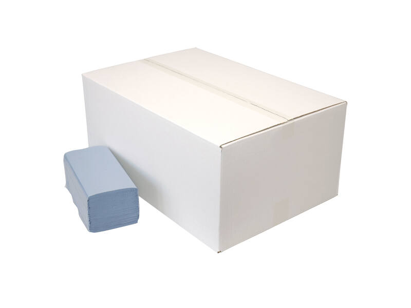 Handdoekpapier v-fold recycled blauw 1-laags 23 x 25 cm 20 x 250 sheets