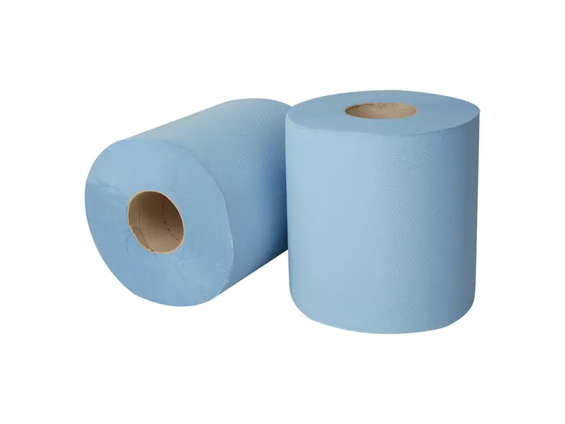 Midi poetspapier recycled blauw 2-laags 150 meter 6 rol