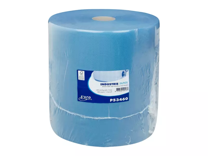 Industriepapier recycled blauw 3-laags 380 meter 1 rol