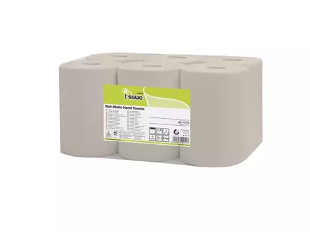 Handdoekrol E-tissue recycled naturel 2-laags 130 meter 6 rol