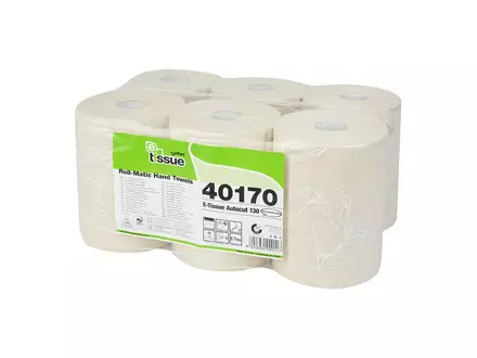 Handdoekrol E-tissue recycled naturel 2-laags 130 meter 6 rol