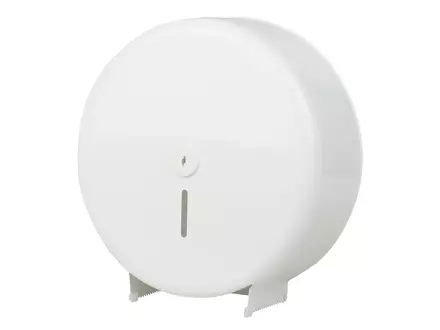 Toiletpapierdispenser maxi jumbo staal wit gemoffeld