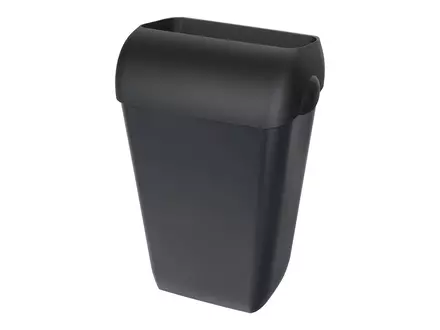 Afvalbak 23 liter Quartz zwart met open inworpklep en muurbevestiging
