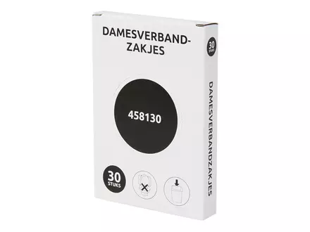 Damesverbandzak 27,5 x 8,4 cm HDPE wit 50 x 30 stuks