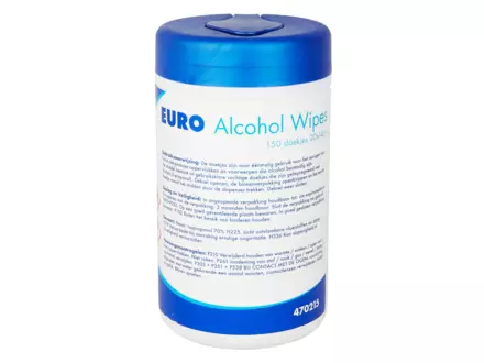 Alcohol wipes wit 20 x 14 cm 6 x 150 doeken in bus
